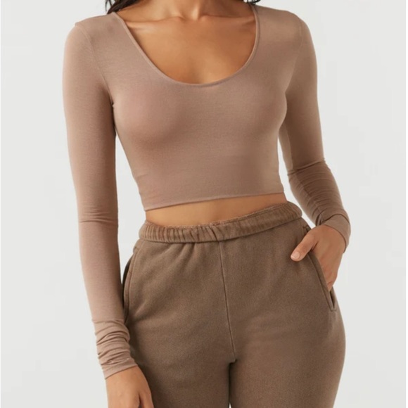 🆕JOAH BROWN MODAL & SPANDEX SCOOP NECK LONG SLEEVE SIZE: M/L NWT - Picture 5 of 5